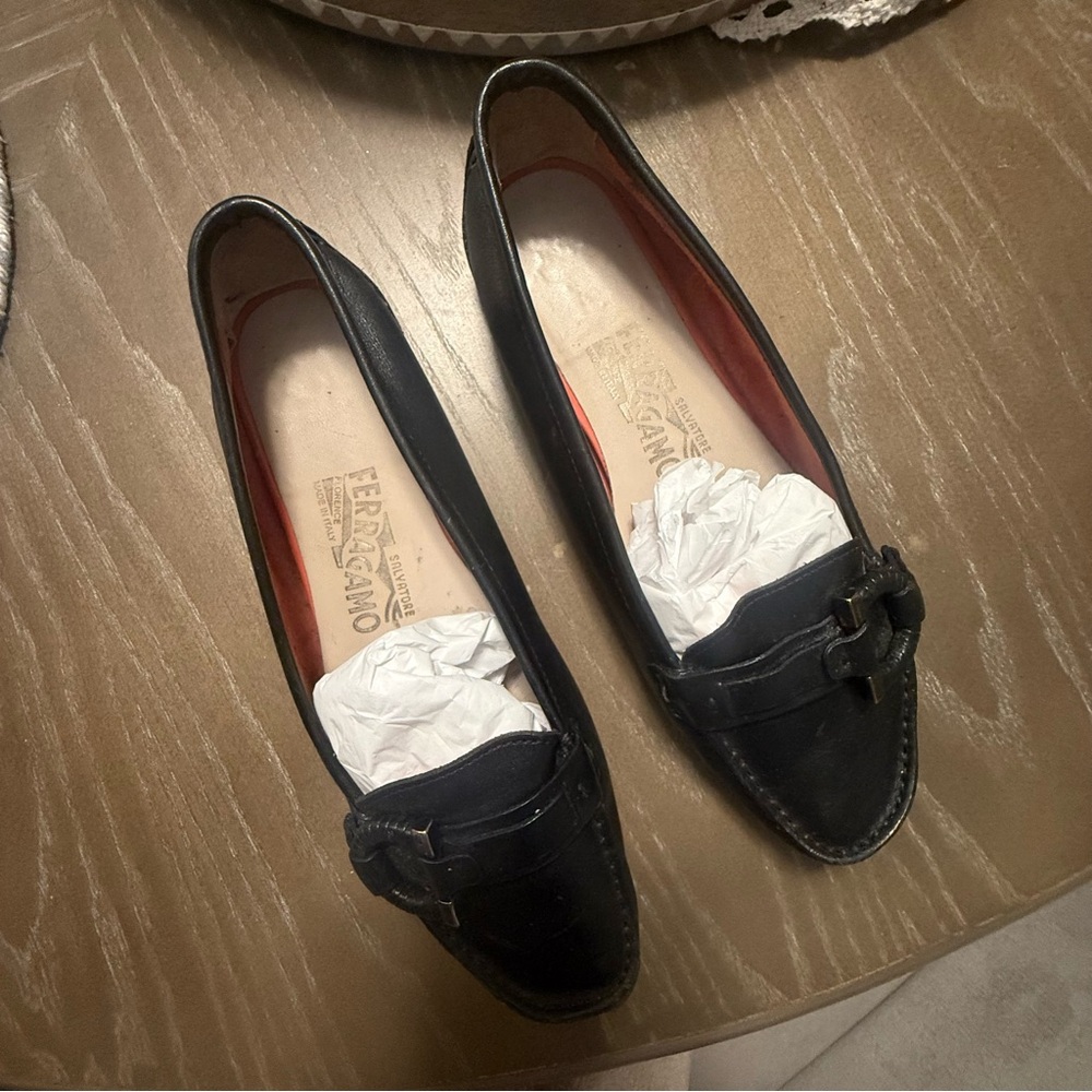 Salvatore Ferragamo Black Leather Loafers